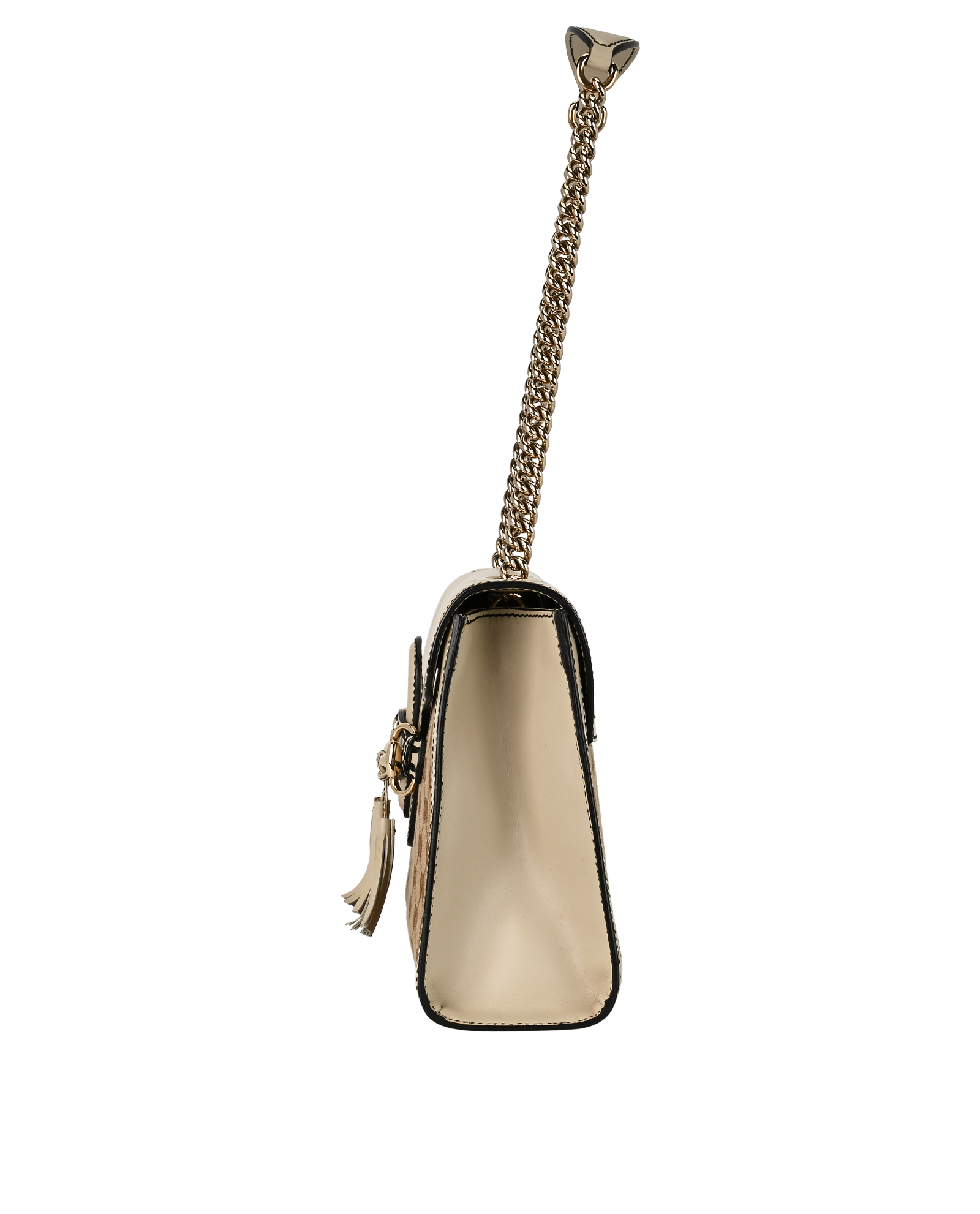 Emily Shoulder Bag, &pound;550, Handbags, Beige/Cream, Canvas/Leather, Bottom view